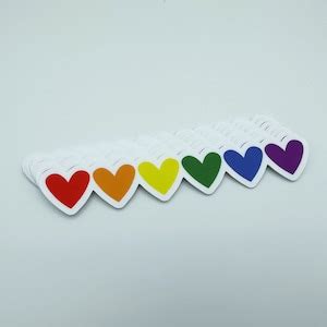 Rainbow Hearts Sticker Gay Pride Sticker Rainbow Love Sticker For Laptop Water Bottle