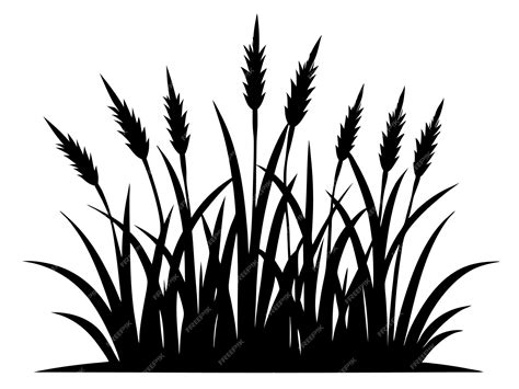 Черный силуэт травы на белом фоне | Премиум AI-сгенерированный вектор