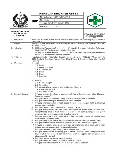 Sop Insisi Dan Drainase Abses Pdf