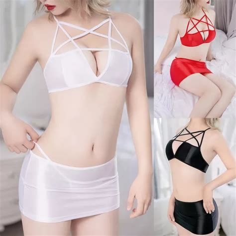Ensemble De Combinaison Lingerie Brillante Avec Soutien Gorge Bandage
