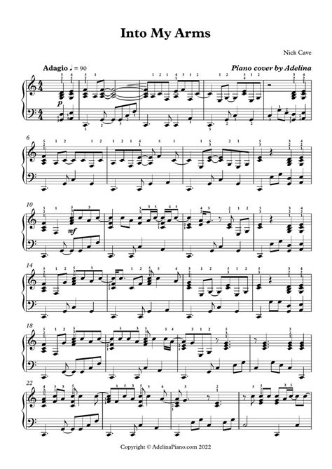 Nick Cave Into My Arms Sheet By Adelina Piano