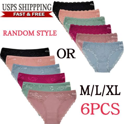 Lot Sexy Women Bikini Panties Brief Floral Lace Cotton Underwear Us Ebay