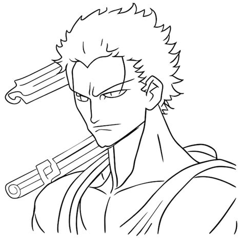 Premium Vector Zoro From One Piece Vector Illustration Line Art