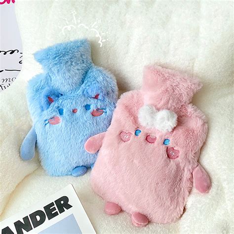 Cartoon Pattern Hot Water Bag Kawaii Hot Water Bottle 1000ML With Soft Cover Plush Cloth Bag Hot