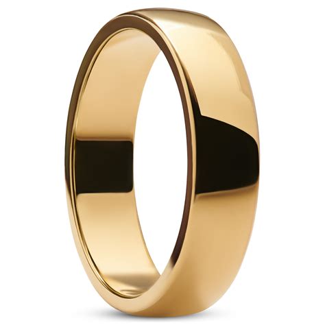 Ferrum 6 Mm Polished Gold Tone Stainless Steel D Shape Ring In