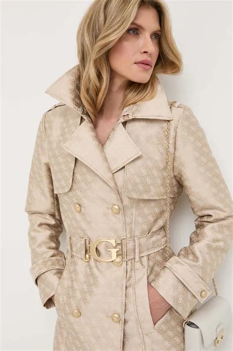 Παλτό Guess χρώμα: μπεζ | ANSWEAR.gr