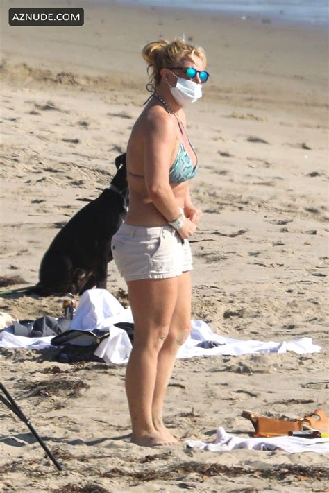 Britney Spears Sunbathes At The Beach In Malibu Piece Bikini Blazing Sunshine Aznude