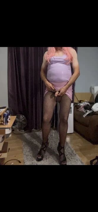 Dressed In Pink Pvc Fishnets And High Heels And Edging With Lots Of Cum Shemale Porn XHamster