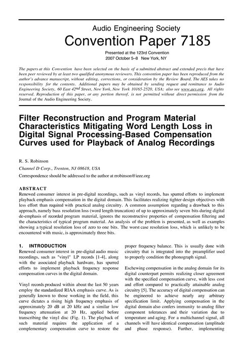 Aes E Library Filter Reconstruction And Program Material