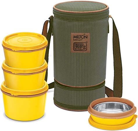 Buy Milton Lunch Box Flexi 4 Pieces Insulated Inner Stainless Steel Lunchbox Set Banana Yellow