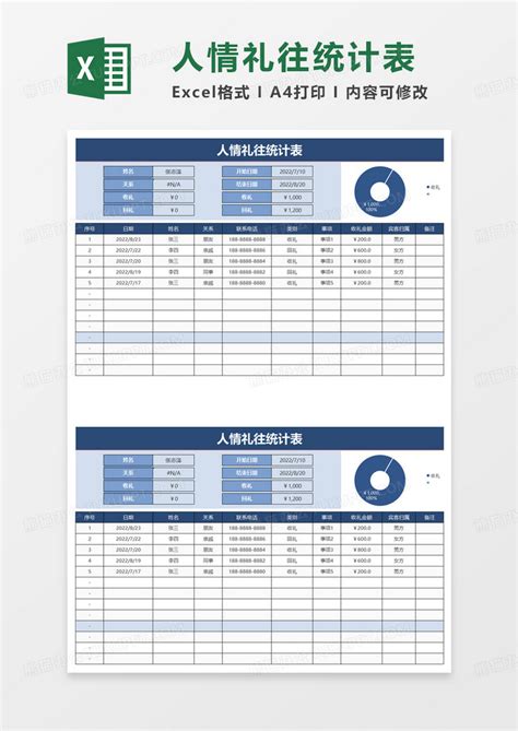 人情礼往统计表excel模板下载熊猫办公