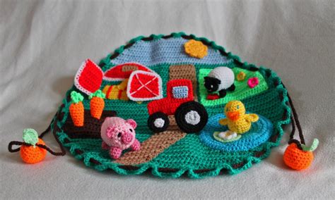 Handmade Crochet Farm Play Mat Pretend Play By Bunnyboocrochet
