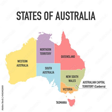 Australia Map New Political Detailed Map Separate Individual States With State Names