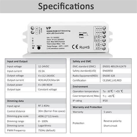 4 Csatornás Led Dimmer 12V 24 V 2,4 G Rf Vezeték Nélküli Távirányító Vp ...