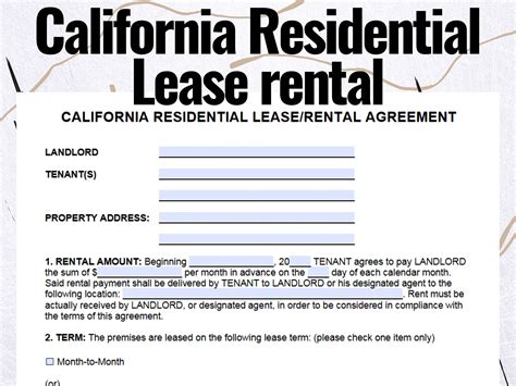 Rental Lease Agreement California Template