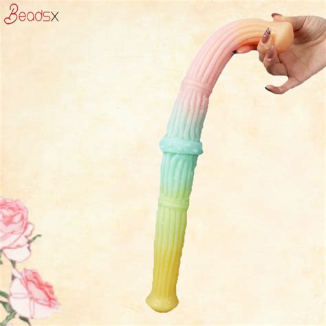 Beadsx New Phoenix Color Full Body Striped Double Head Dildo Silicone Mushroom Glans Shape Sex
