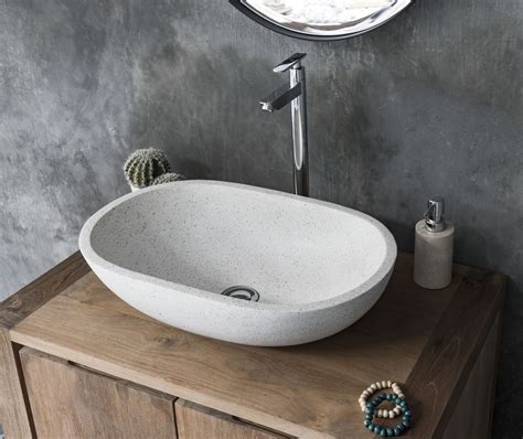 The Navaro White Terrazzo Basin - Modern White Terrazzo Sink - White ...