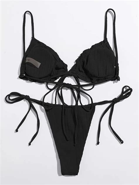 China Custom Logo Label Tag Tie Side Bikini Swimsuit Brazilian Bikini Swimwear China