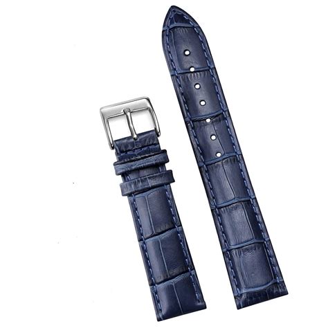 Ремешок Кожаный для Часов 22 Мм Темно-синий, Пряжка - Серебристая ...