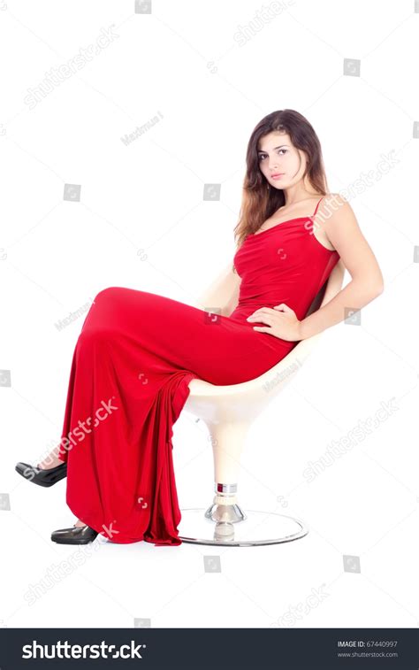 Sexy Attractive Beautiful Brunette Red Dress Stock Photo Edit Now
