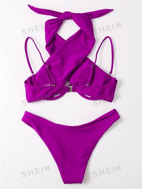 SHEIN Swim Vcay Bañador bikini con aro halter cruzado Mode de Mujer SHEIN España