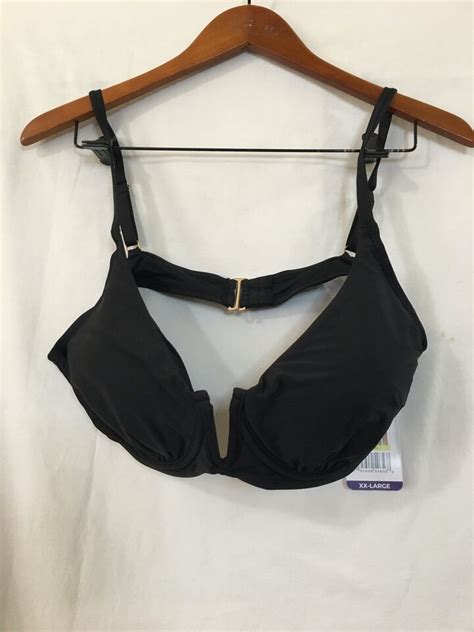 NEW Anne Cole Women Swim V Wire Bikini Top Padded Black UPF 50 Many Sizes EBay