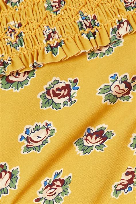 Tory Burch Costa Shirred Floral Print Mid Rise Bikini Briefs The Outnet