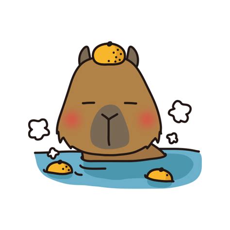 温泉に浸かるカピバラ | かわいい手描きの無料イラスト｜商用利用OKのフリー素材｜てがきっず