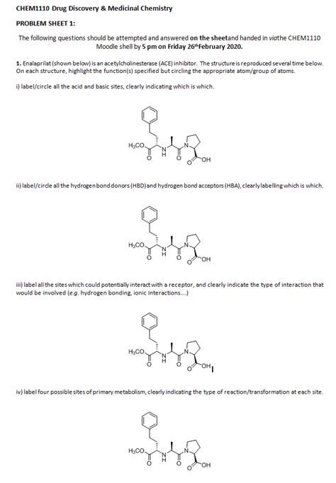 Solved Chem Drug Discovery Medicinal Chemistry Problem Chegg