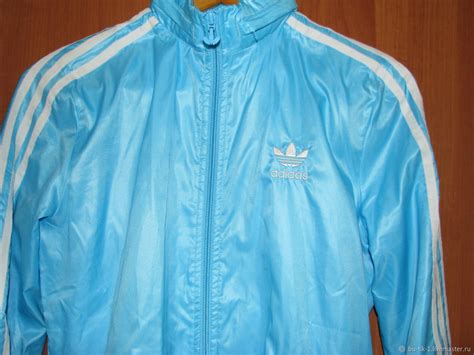 Винтаж: Голубая ветровка Adidas, ветровка с капюшоном размер S в ...