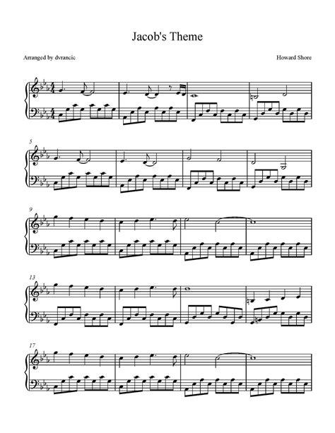 Jacob S Theme Sheet Music Free Sheet Music For Jacob S Theme