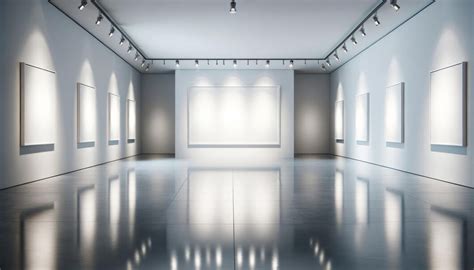 empty art gallery  clean minimalist design featuring white walls