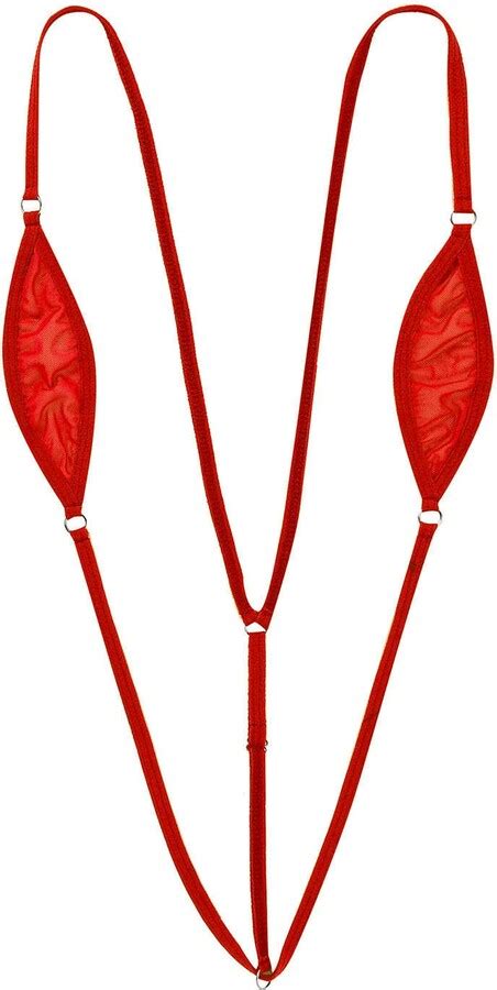 Iiniim Womens Sexy Sling Shot One Piece Minimal Coverage Bikini Thong Swimsuit Lingerie Red One