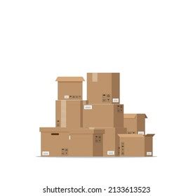 Boxes On Wooded Pallet Brown Closed Stock Vector Royalty Free