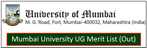 Mumbai University Ug St Merit List Link Out June Mu