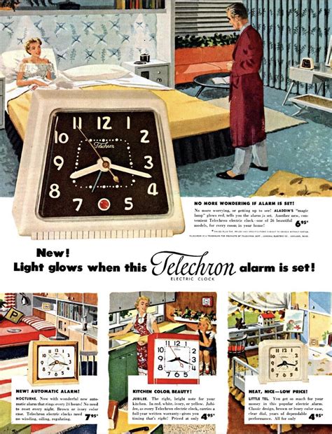 General Electric Co Telechron Alarm Clock 1952 Ad Rvintageads