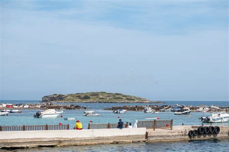 People At Figueretas Beach On Ibiza Island In Spain In The Summer Of