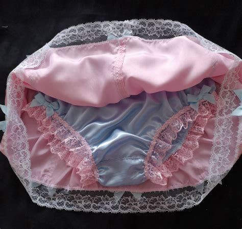 Baby Blue Satin Bikini Panties Pink Skirted Sissy Knickers Etsy