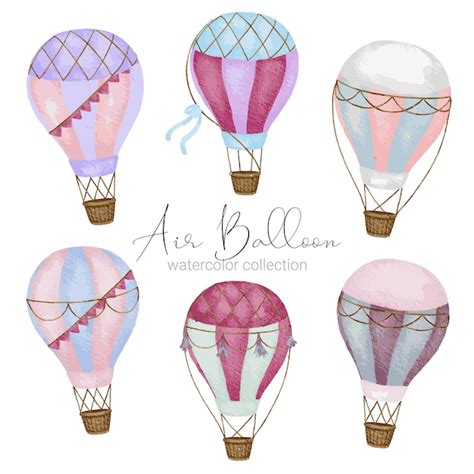 Free Vector Hot Air Balloon Designs In Various Watercolor Styles For Graphic Designers To Use