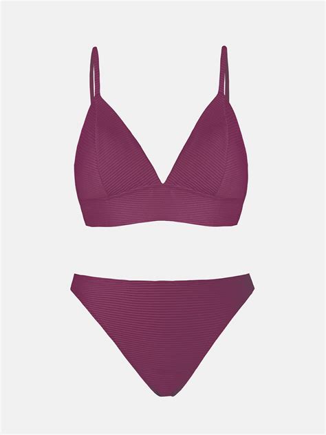 Snapklik CUPSHE Womens Swimwear Bikini Set Two Piece Bathing Suit Ribbed Triangle Swimsuit