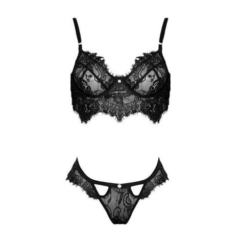 TRESORS Femmes Sexy Dentelle Noire Soutien Gorge Sans Fil Lingerie Vtements De Nuit Pyjamas