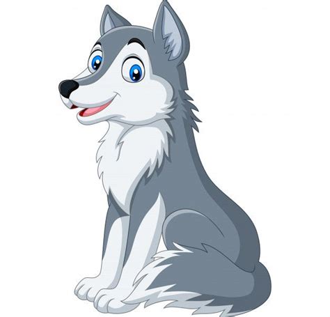 Lobo De Dibujos Animados Sentado Sobre F Free Vector Freepik