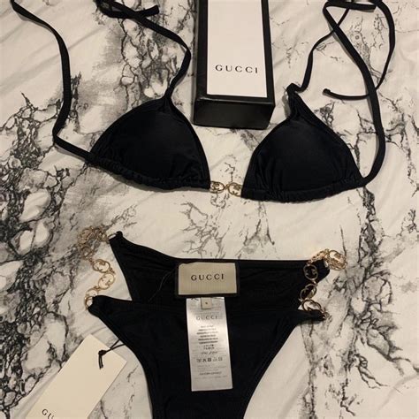 Gucci Black And Gold Bikini With Interlocking G Depop