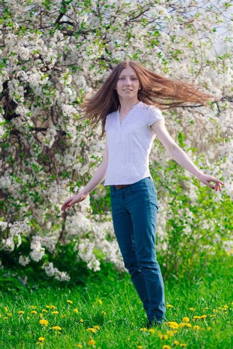 Woman Turning Head And Smiling Stock Photo Image Of Cheerful Long