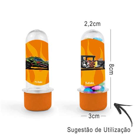 Mini Tubete Lembrancinha Hot Wheels 8cm Laranja Rizzo Embalagens Embalagens E Festas Rizzo