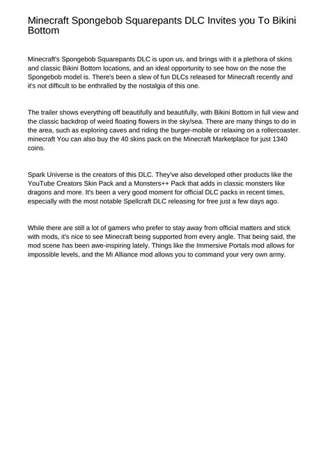 Minecraft Spongebob Squarepants Dlc Invites You To Bikini Bottomejnfr My XXX Hot Girl