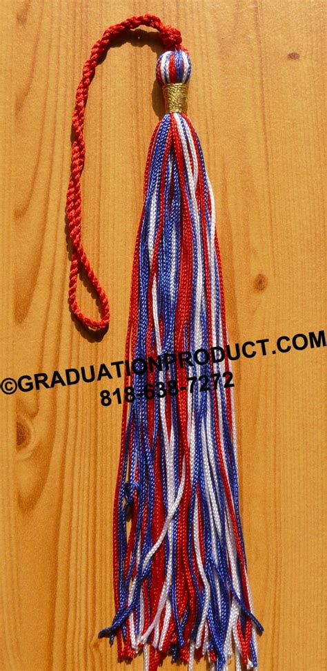 Red White Blue Graduation Tassel With Metallic Wrap