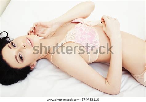 Sexy Beautiful Brunette Woman Lying Bed Stock Photo Shutterstock