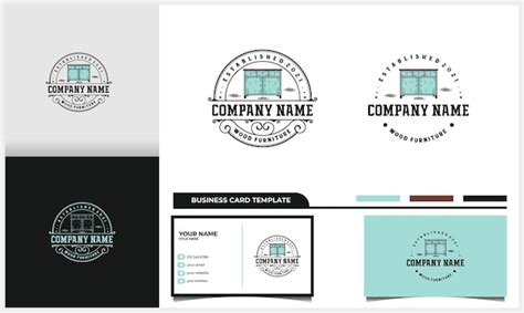 Premium Vector Badge And Vintage Furniture Table Logo Design With