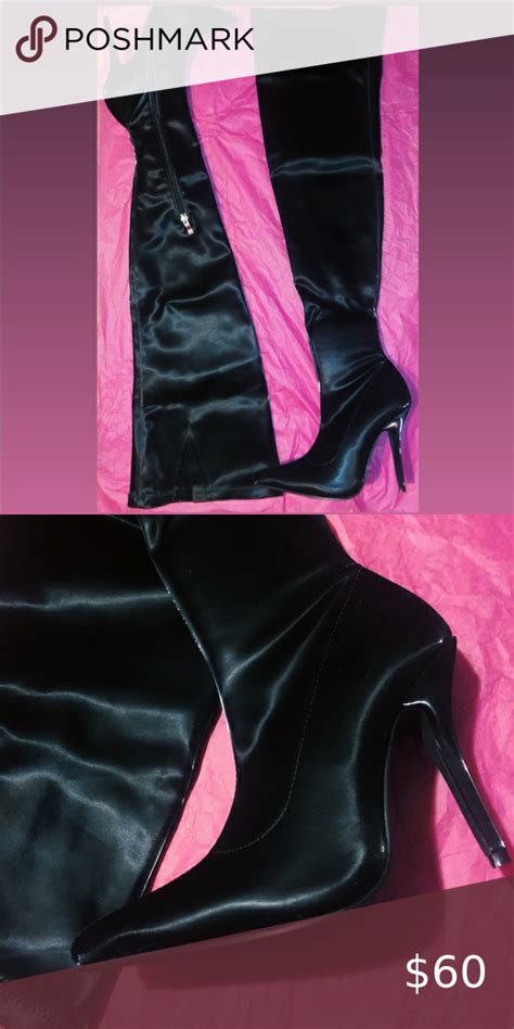 Dolls Kill Satinvinyl Knee High Boots